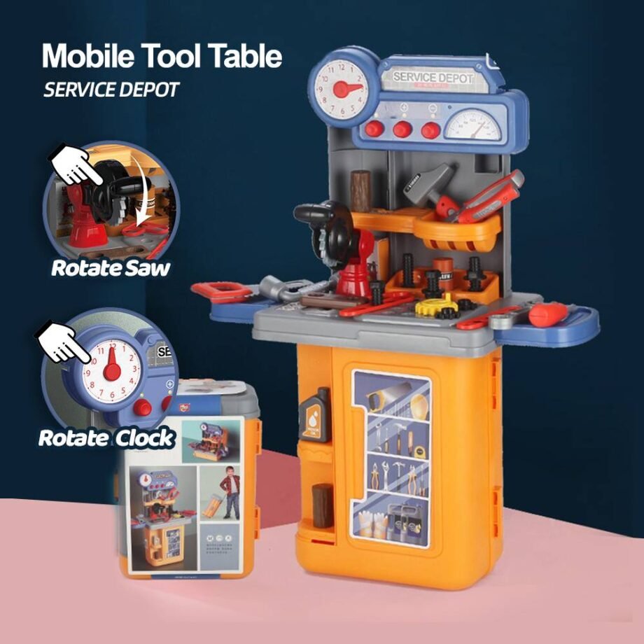 4 in 1 BOWA Mobile Tool Table Pretend Play Suitcase Trolley Case Stall set Service Depot 8022P