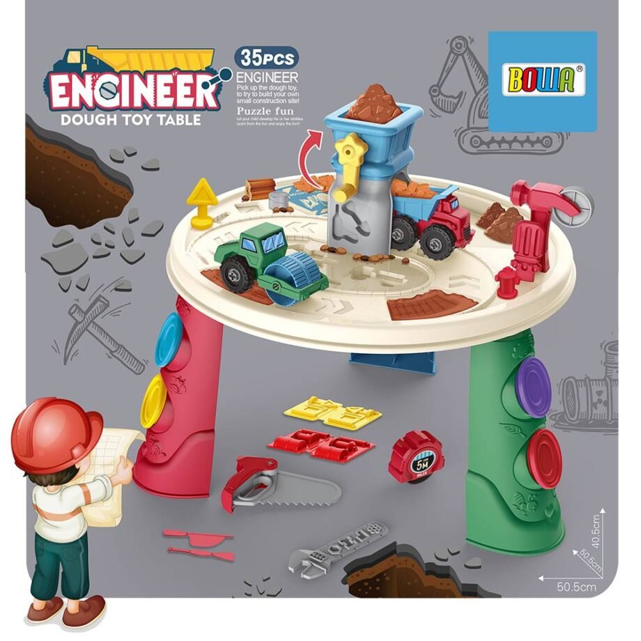 BOWA 8721 Engineer Dough Toy Table Construction Theme Lorry Children Playset DIY 35pcs