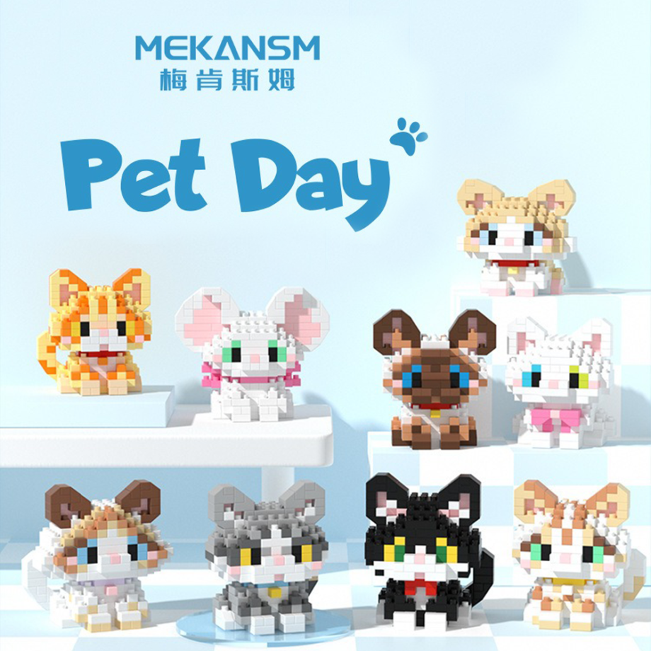 Mekansm Block Pet Day Cute Animal Cat Series Design Gift Decoration Creative Building Brick Toy Boy Girl