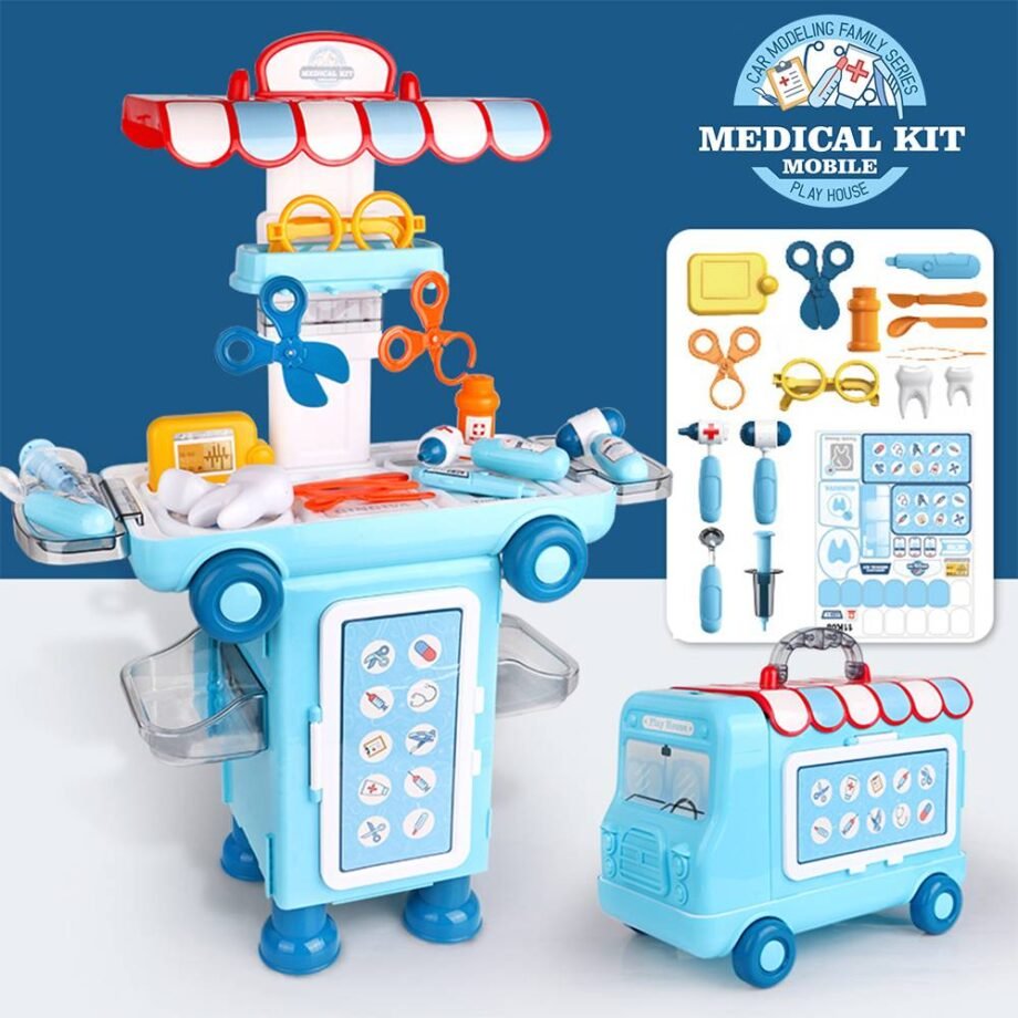 2 IN 1 Vanyeh Pretend Play House Medical Kit Mobile Dentist Doctor Bus Stall Set 11K08
