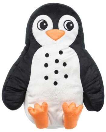 BLÅVINGAD Cushion, penguin-shaped black/white